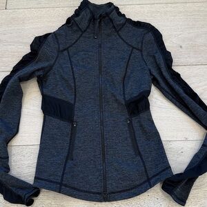 Zella Mesh Trim Full-Zip Track Jacket in Heather Black Size XS